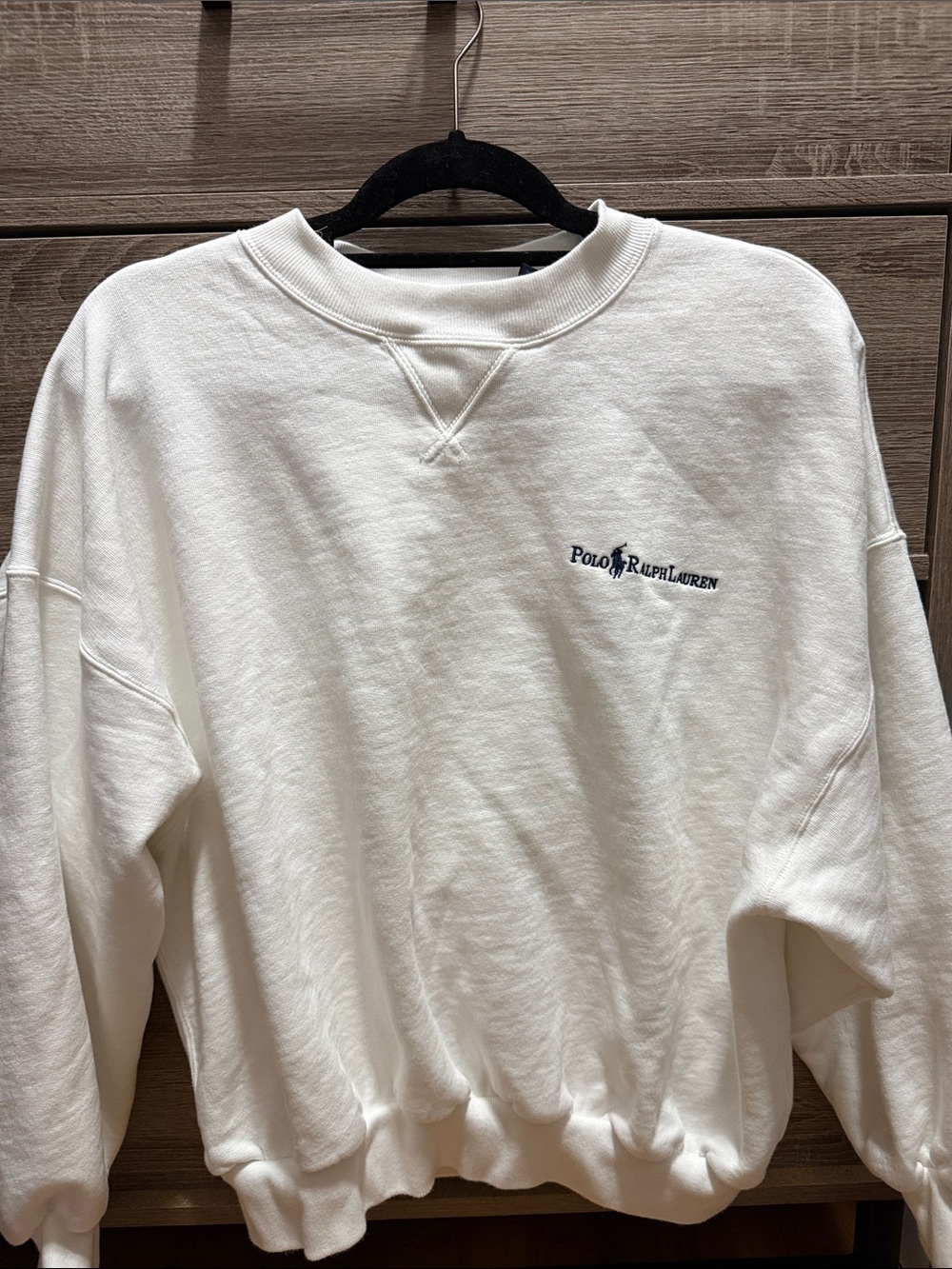 Ralph Lauren White Crewneck Sweatshirt with Embroidered Logo